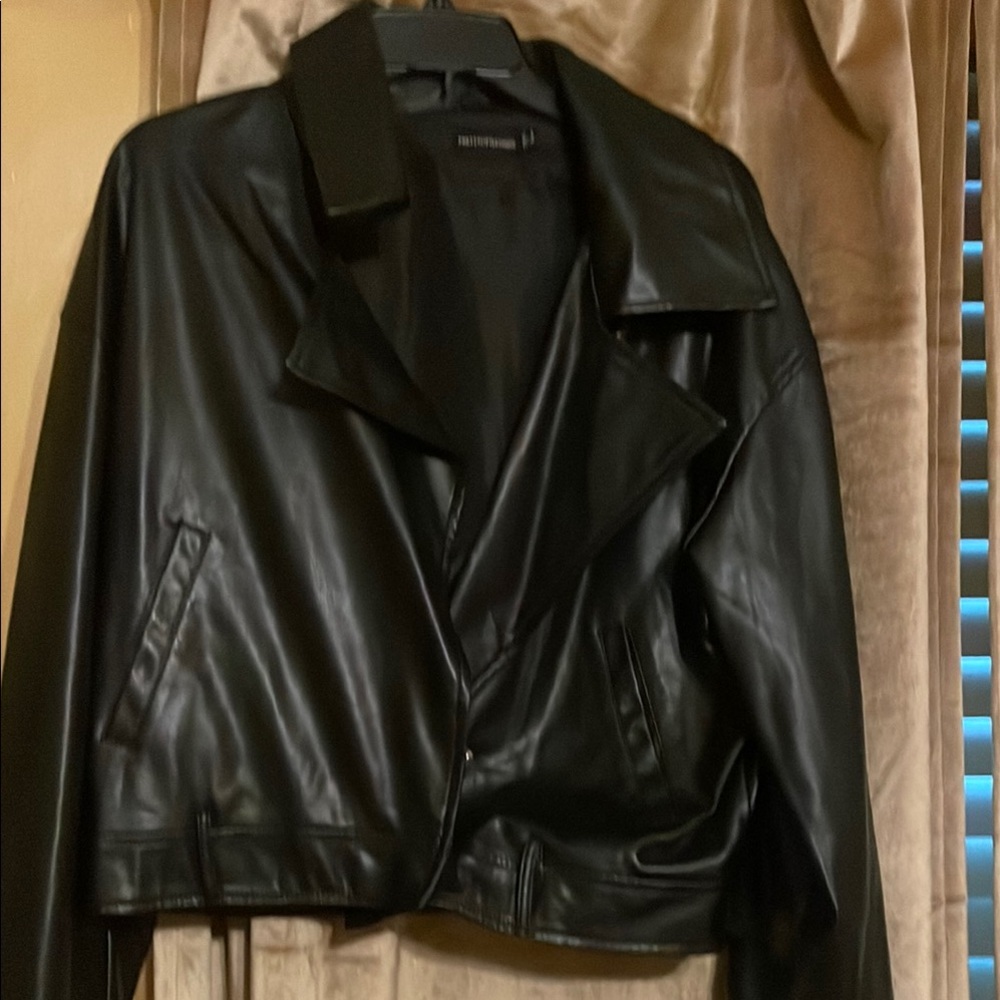 Women's Black faux Leather moto Jacket
